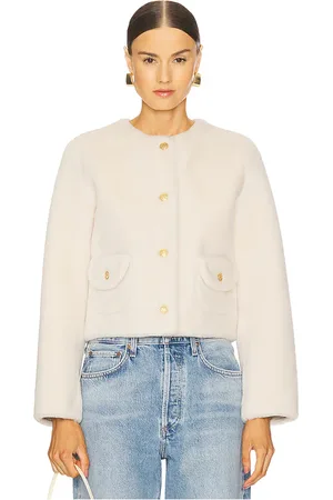LOVESHACKFANCY Chaqueta piel sintética popelka en color talla L en - Cream. Talla L (también en M, XL).