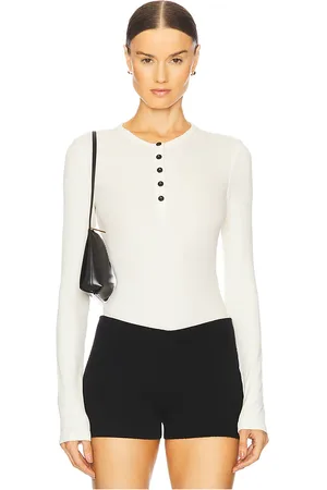 WeWoreWhat Body v-neck henley en color talla L en - . Talla L (también en M, S, XS).