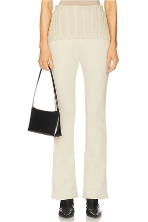 WeWoreWhat Pantalón cable rolled en color ivory talla L en - Ivory. Talla L (también en M, S, XL, XS).