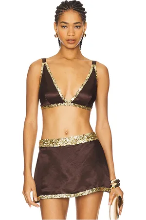 Asta Resort Bralette con cuentas hechas a mano celene en color marrón talla L en - Brown. Talla L (también en M, S).