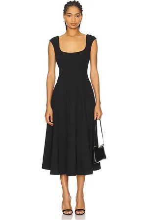 DANIELLE GUIZIO Vestido midi leila en color talla L en - Black. Talla L (también en S).