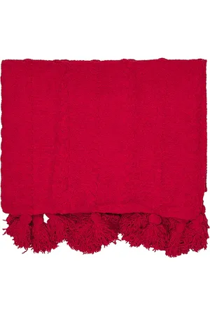 Sunday Citizen Manta braided pom pom throw en color rojo talla all en - Red. Talla all.