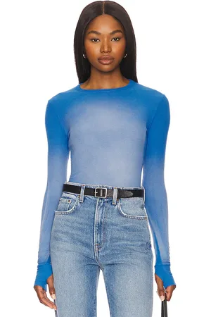 Michael Lauren Alick long sleeve fitted top with thumbhole en color azul talla M en - Blue. Talla M (también en S, XL, XS).