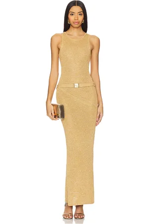 Asta Resort Vestido con cinturón natalia en color oro metálico talla M en - Metallic Gold. Talla M (también en L, S, X