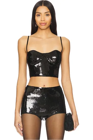 Kiki de Montparnasse Sujetador de línea larga sequins en color talla 0 en - Black. Talla 0 (también en 2, 4).