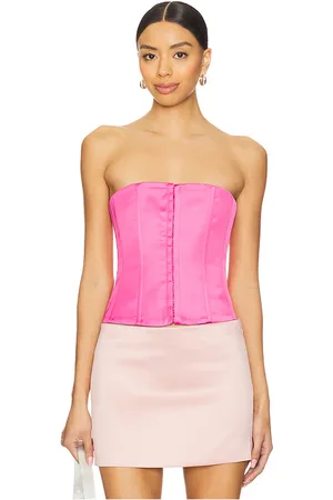 DANIELLE GUIZIO Satin lace up corset en color rosado talla L en - Pink. Talla L (también en M, S, XS, XXS).