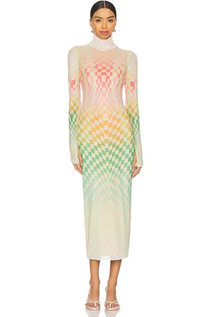 AFRM Vestido midi shailene en color amarillo talla L en - Yellow. Talla L (también en S, XL).