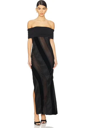 Anna October Vestido maxi de hombros descubiertos pauline en color talla M en - Black. Talla M (también en S, XS).