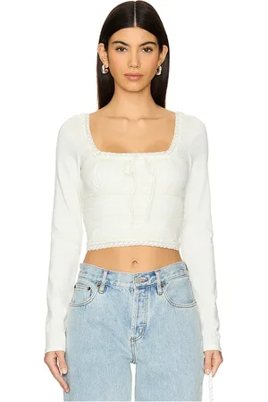 Free People Manga larga fruncida scarlet en color ivory talla L en - Ivory. Talla L (también en M, S, XL, XS).