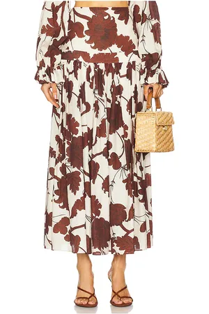 ALEXIS Falda midi en color marrón talla L en - Brown. Talla L (también en M, S).