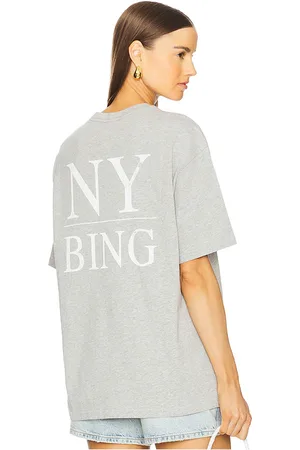 ANINE BING Camiseta myers serif ny en color gris talla L en - Grey. Talla L (también en M, S).