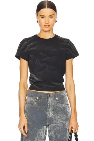Alexander Wang Camiseta de jersey encogida mainline en color charcoal talla M en - Charcoal. Talla M (también en S, XS).