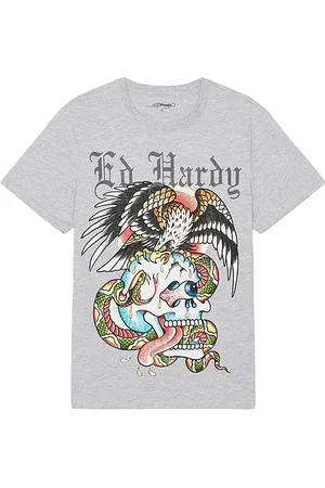 ED HARDY Camiseta rhinestone en color gris talla L en - Grey. Talla L (también en M, S, XL/1X).
