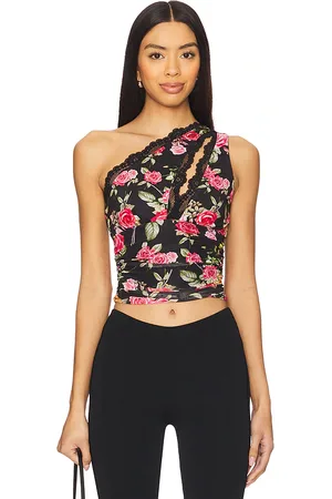 AFRM Top un hombro delany en color negro talla L en - Black. Talla L (también en M, S, XL, XS, XXL, XXS).