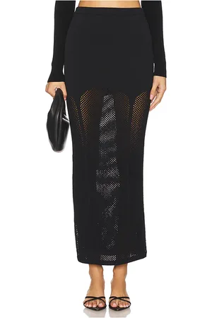 FLEUR DU MAL Knit mesh garter skirt en color talla S en - Black. Talla S (también en XS).