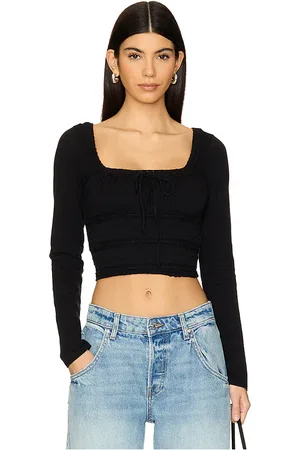 Free People Manga larga fruncida scarlet en color talla L en - Black. Talla L (también en M, S, XL, XS).