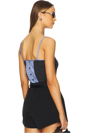 NAADAM Blusa de tirantes con punto cable y materiales combinados en color negro talla L en - Black. Talla L (también en M, S, XS).
