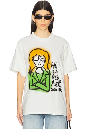 Philcos Camiseta boxy daria, hi go to hell en color crema talla L en - Cream. Talla L (también en M, S, XL/1X).