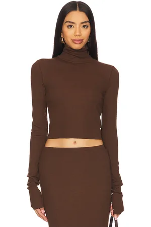 ÉTERNE Cropped fitted turtleneck top en color talla M en - . Talla M (también en XL, XS).