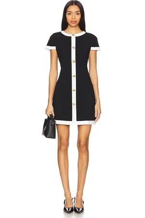 ALICE+OLIVIA Minivestido recto coley button en color negro talla 0 en - Black. Talla 0 (también en 10, 12, 2, 4)