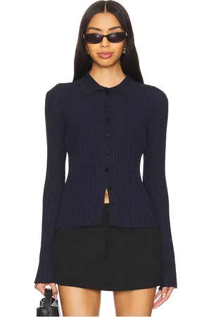 Rue Sophie Cárdigan con cuello mile en color talla L en - Navy. Talla L (también en M, S, XS).