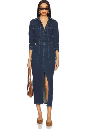 GOOD AMERICAN Vestido midi manga larga fit for success en color azul talla 2X en - Blue. Talla 2X (también en 4X, 5X, M, S, XS