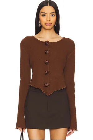 bubish Cardigan de punto rosette en color chocolate talla L en - Chocolate. Talla L (también en M, S, XL, XS).