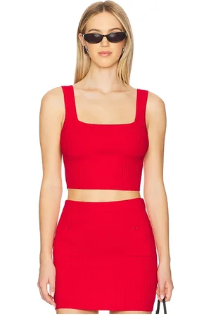 Bardot Top de tirantes de punto sarita en color rojo talla L en - Red. Talla L (también en M, S, XL, XS).
