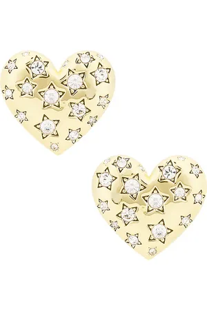 Lele Sadoughi Pendiente celestial heart button en color oro metálico talla all en - Metallic Gold. Talla all.