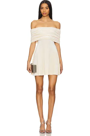 WeWoreWhat Minivestido hombro descubierto en color ivory talla M en - Ivory. Talla M (también en S, XS).