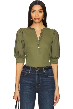 VERONICA BEARD Coralee top en color verde talla L en - Green. Talla L (también en S, XS).