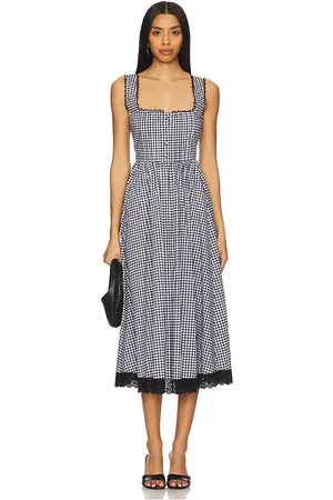 Caroline Constas Vestido midi alanna en color negro talla L en - Black. Talla L (también en M, S, XS).