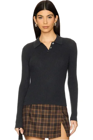 Guest In Residence Guest en residence long sleeve shrunken polo top en color talla L en - Black. Talla L (también en S, XL, XS).