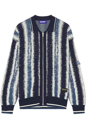 Deva States Stax brushed knitted zip-up polo en color talla L en - Blue. Talla L (también en M, XL/1X).
