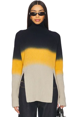 MONSE Suéter con detalle de cremallera y efecto degradado en color navy, yellow, beige talla L en - Navy, Yellow, Beige. Talla L (tam