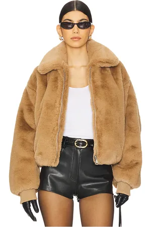 GOOD AMERICAN Abrigo faux fur collared en color marrón talla 2X en - Brown. Talla 2X (también en 3X, 4X, 5X, L, M, S, XL