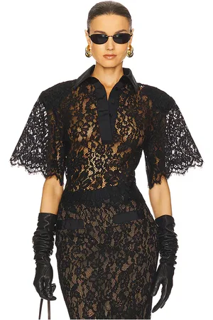 Helsa Camisa con hombreras the lace en color talla M en - Black. Talla M (también en S).