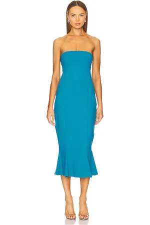 Susana Monaco Vestido midi sin tirantes en color azul cerceta talla L en - Teal. Talla L (también en S, XS).