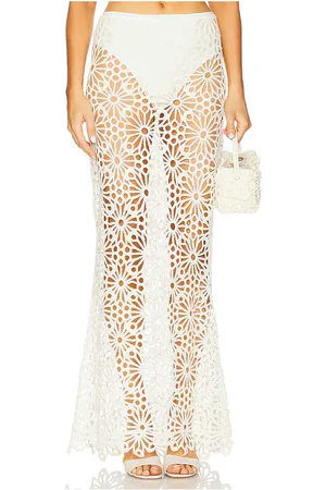 Norma Kamali Falda larga obie en color talla L en - Cream. Talla L (también en M, S, XL).