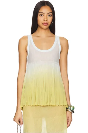 Solid Shelli top en color verde, azul talla L en - Green,Blue. Talla L (también en M, XL).