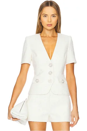 Retrofete Makenna tweed top en color blanco talla L en - White. Talla L (también en M, S, XS).