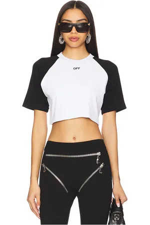 OFF-WHITE Camiseta corta de raglán. off bicolor en color negro, blanco talla S en - Black,White. Talla S (también en XS).