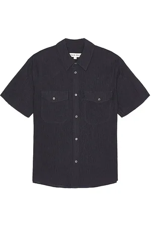 AFTER PRAY Camisa manga corta western en color talla L en - Navy. Talla L (también en M, XL/1X).