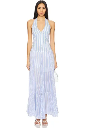 SWF Vestido maxi con escote halter y estilo chaleco en color azul talla L en - Blue. Talla L (también en XL, XS).