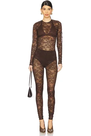 Amanda Uprichard X revolve caresha catsuit en color marrón talla L en - Brown. Talla L (también en M, S, XL, XS).