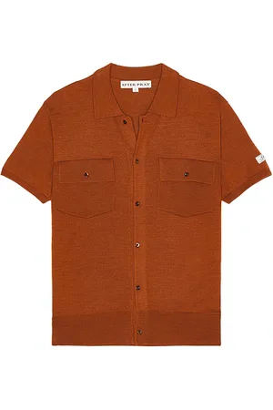 AFTER PRAY Cárdigan de punto tipo polo maurice en color burnt orange talla L en - Burnt Orange. Talla L (también en M, S).