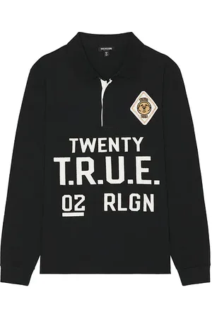 True Religion Long sleeve polo en color negro talla L en - Black. Talla L (también en M, XL/1X).