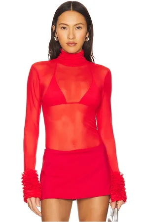 AFRM Helena top en color rojo talla 1X en - Red. Talla 1X (también en L, M, S, XS, XXL, XXS).