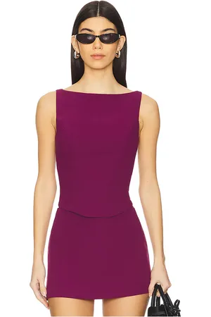 Amanda Uprichard X revolve ines top en color burgundy talla L en - Burgundy. Talla L (también en M, S, XL, XS).