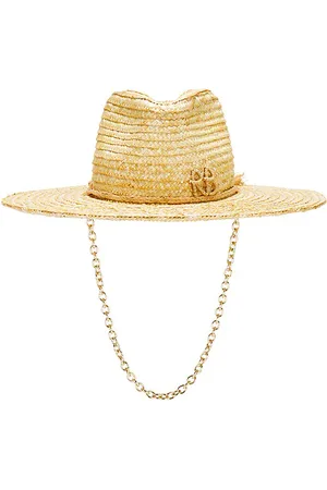 Ruslan Baginskiy Sombrero fedora con correa de cadena y monograma adornado en color neutral talla L en - Neutral. Talla